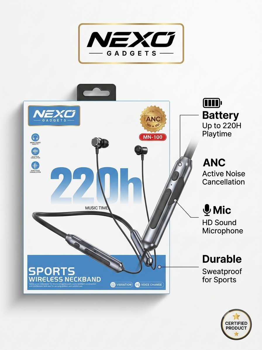 NEXO MN-100 ANC Wireless Neckband (220H Playtime & Voice Change) - Image 2