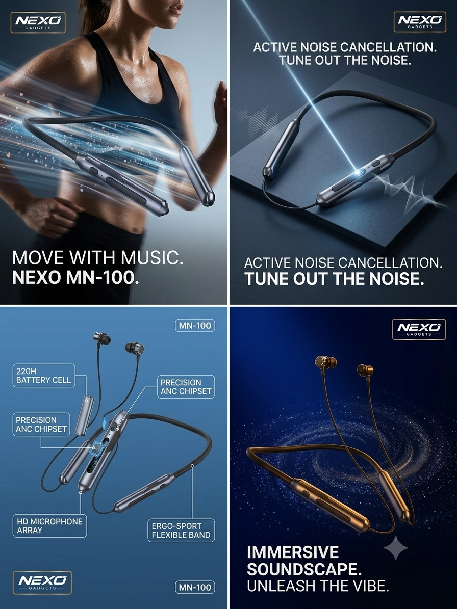 NEXO MN-100 ANC Wireless Neckband (220H Playtime & Voice Change) - Image 3