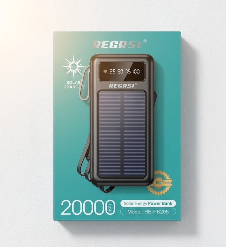 Orginal Regrsi power bank 20000mAh with Solar Energy - Image 2